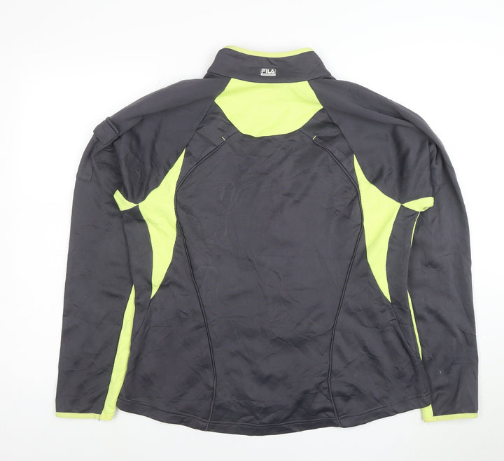 Fila Women Grey & Lime Full Zip Hoodie XL Polyester Activewear