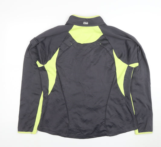 Fila Women Grey & Lime Full Zip Hoodie XL Polyester Activewear
