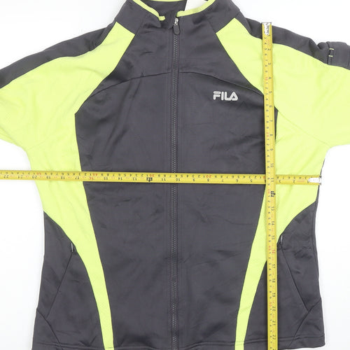 Fila Women Grey & Lime Full Zip Hoodie XL Polyester Activewear