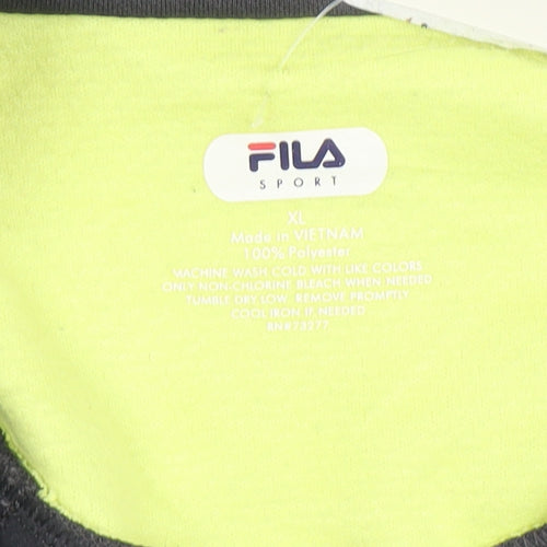 Fila Women Grey & Lime Full Zip Hoodie XL Polyester Activewear