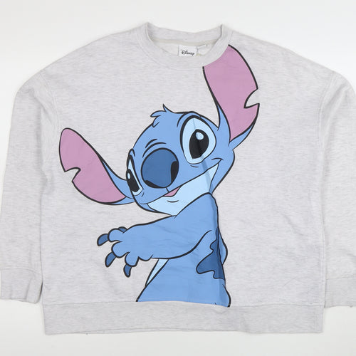 Disney Women Grey Stitch Pullover Sweatshirt Size L