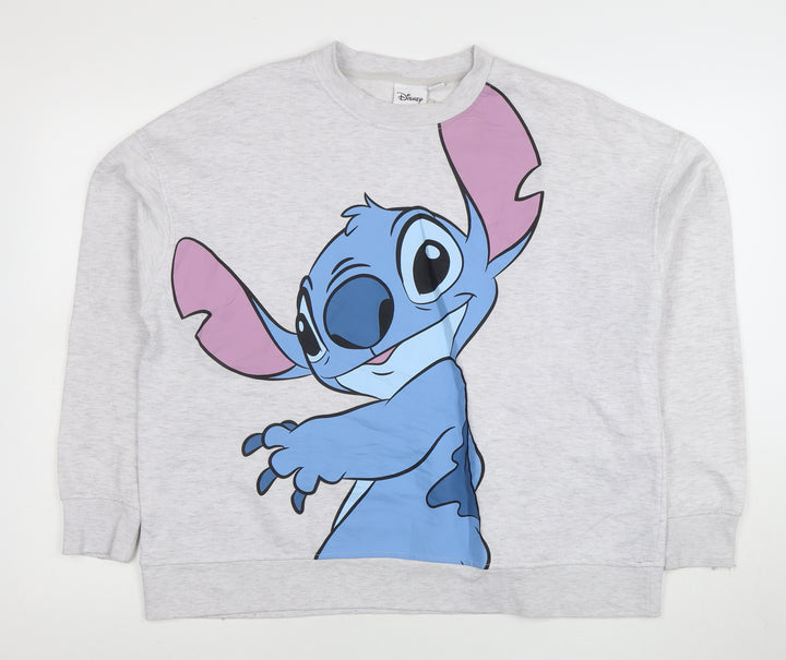 Disney Women Grey Stitch Pullover Sweatshirt Size L