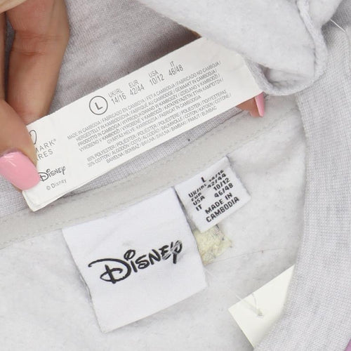Disney Women Grey Stitch Pullover Sweatshirt Size L