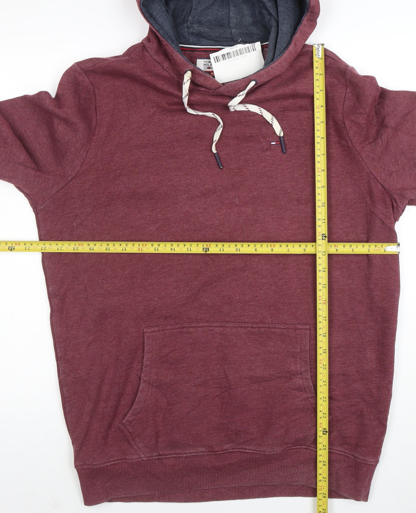 Tommy Hilfiger Denim Men's Red XL Pullover Hoodie with Logo