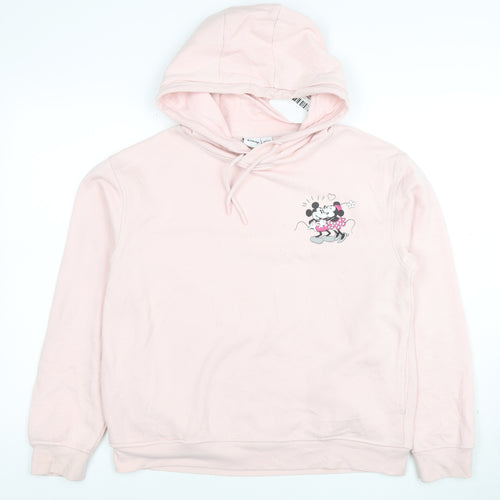 Disney Women Pink Minnie Mouse Pullover Hoodie Size M 10-12