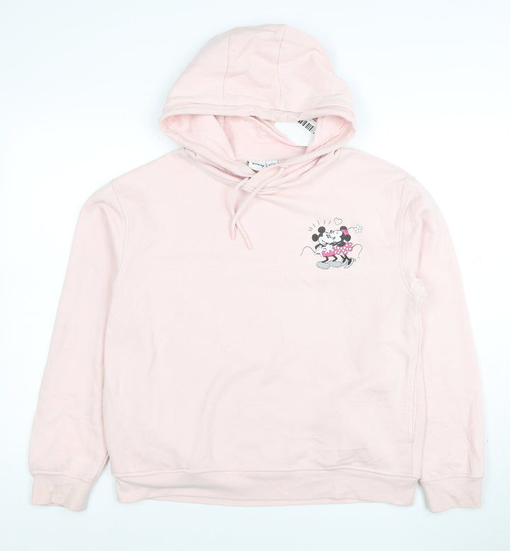 Disney Women Pink Minnie Mouse Pullover Hoodie Size M 10-12