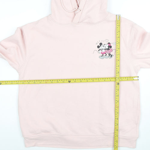 Disney Women Pink Minnie Mouse Pullover Hoodie Size M 10-12