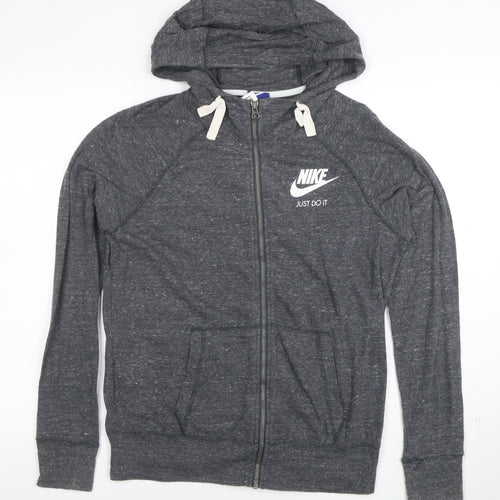 Nike Women's Grey Full Zip Hoodie Medium Just Do It Logo