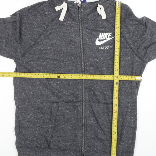 Nike Women's Grey Full Zip Hoodie Medium Just Do It Logo