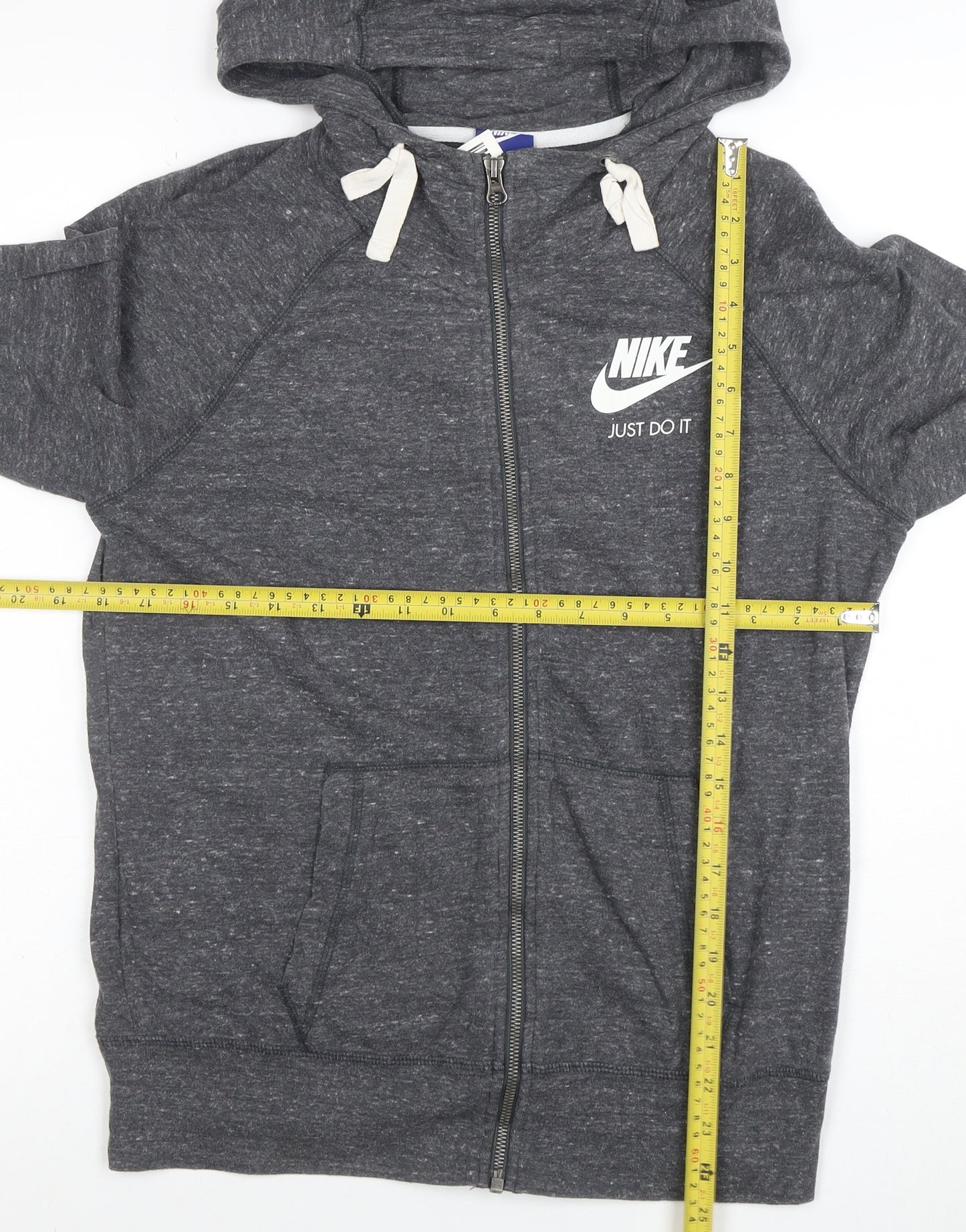 Nike Women's Grey Full Zip Hoodie Medium Just Do It Logo