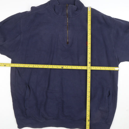 U.S. Polo Assn. Men's Blue 1/4 Zip Sweatshirt Size L Cotton Blend