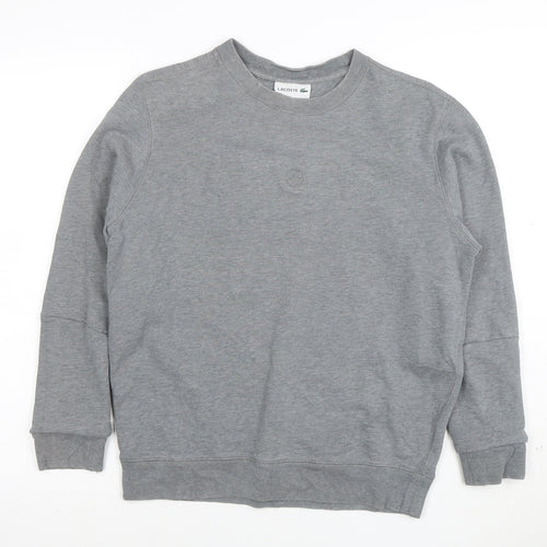 Lacoste Women's Grey Cotton Crew Neck Pullover Sweatshirt Size S