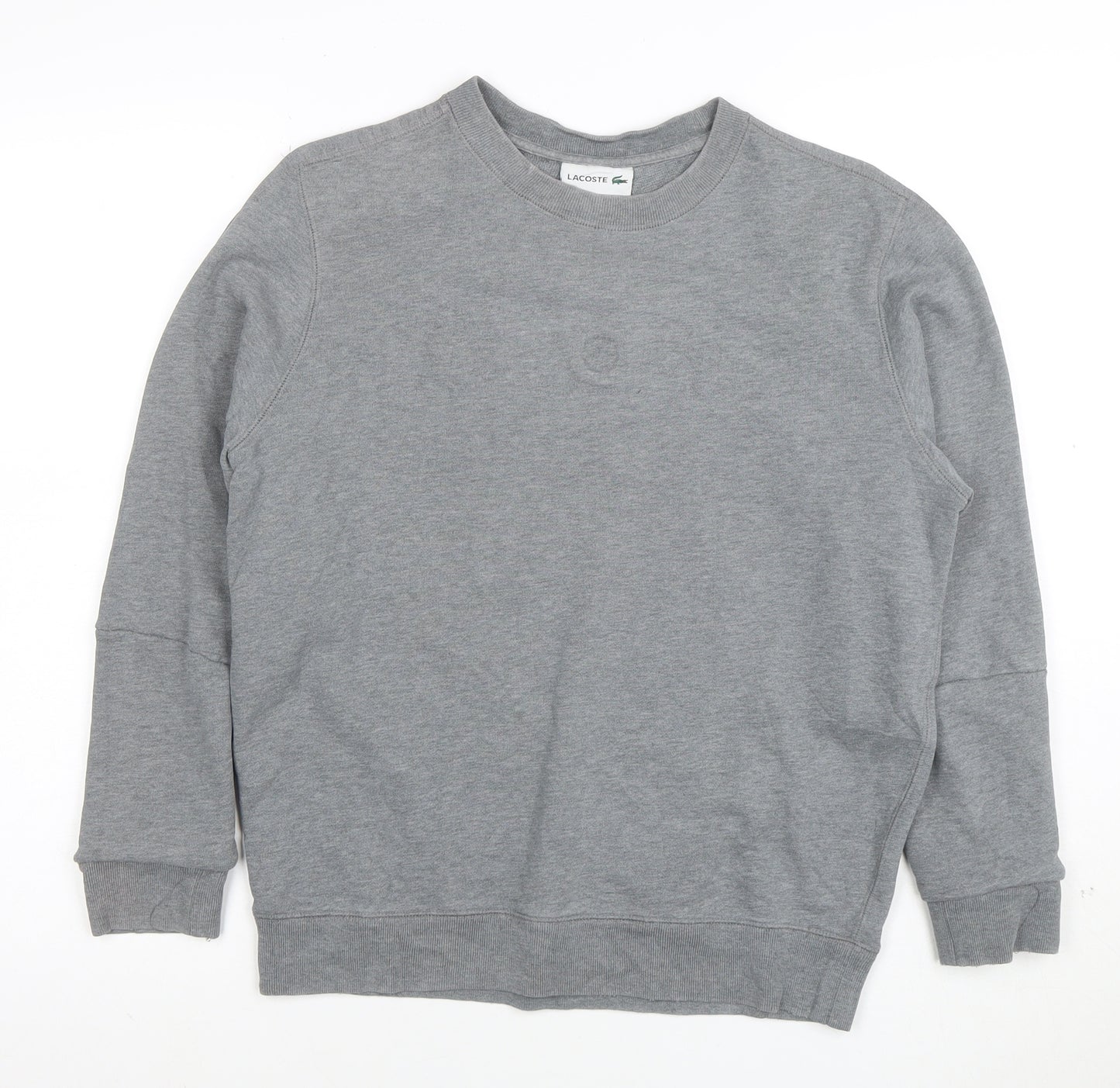 Lacoste Women's Grey Cotton Crew Neck Pullover Sweatshirt Size S