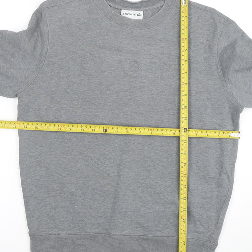 Lacoste Women's Grey Cotton Crew Neck Pullover Sweatshirt Size S