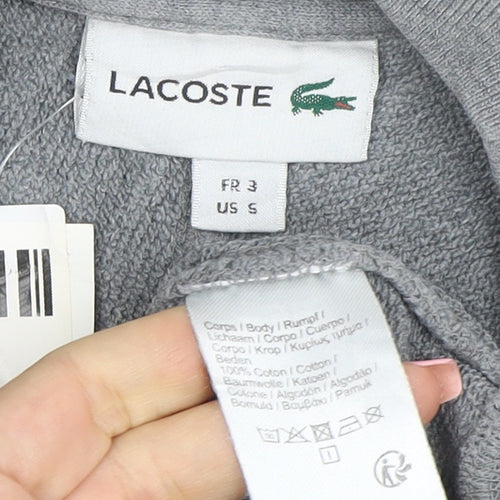Lacoste Women's Grey Cotton Crew Neck Pullover Sweatshirt Size S