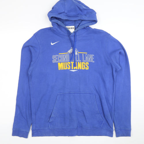 Nike Men Blue Pullover Hoodie Medium Second Hill Lane Mustangs Sports