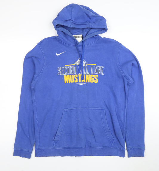 Nike Men Blue Pullover Hoodie Medium Second Hill Lane Mustangs Sports