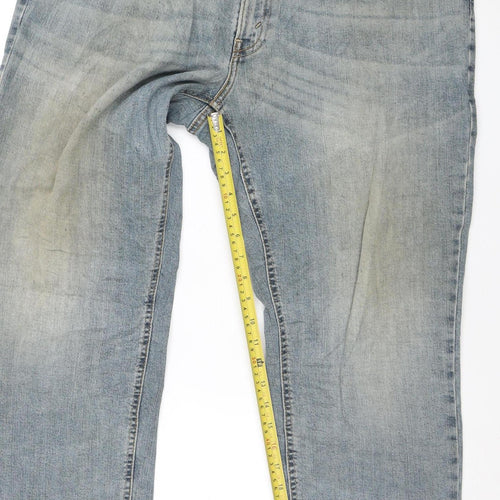 Levi Strauss Men's Blue 38x30 Regular Fit Straight Denim Jeans