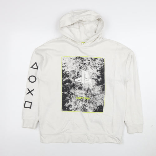 PlayStation Boys White Pullover Hoodie 11-12 Years Graphic Print Gamer