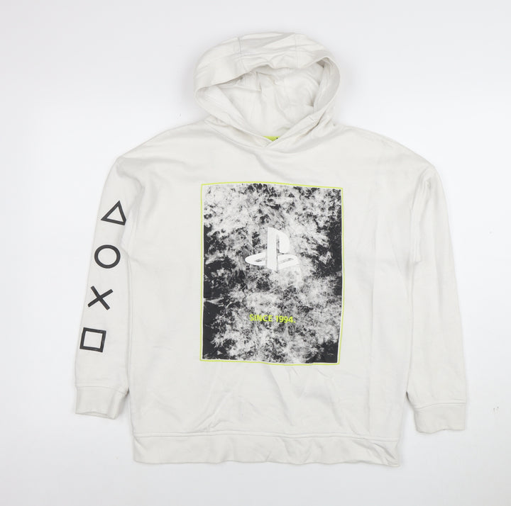 PlayStation Boys White Pullover Hoodie 11-12 Years Graphic Print Gamer