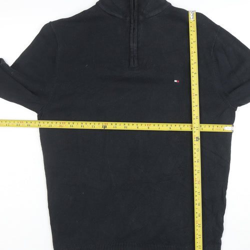 Tommy Hilfiger Men's Black S 1/2 Zip Cotton Cashmere Jumper