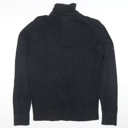 Tommy Hilfiger Men's Black S 1/2 Zip Cotton Cashmere Jumper