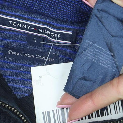 Tommy Hilfiger Men's Black S 1/2 Zip Cotton Cashmere Jumper