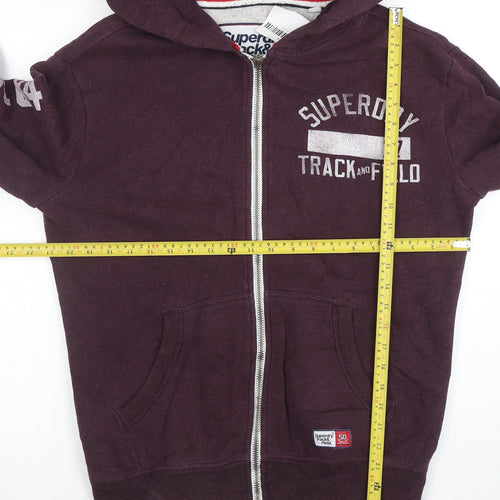 Superdry Men's Purple Full Zip Hoodie Size S Track & Field Logo
