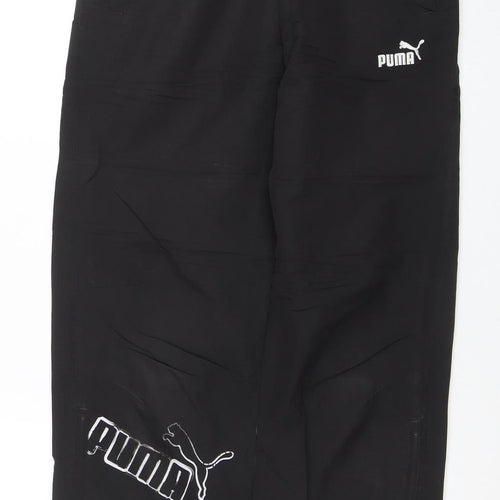 Puma Boys Black 12 Years Track Pants with Elastic Waist and Zip Pockets
