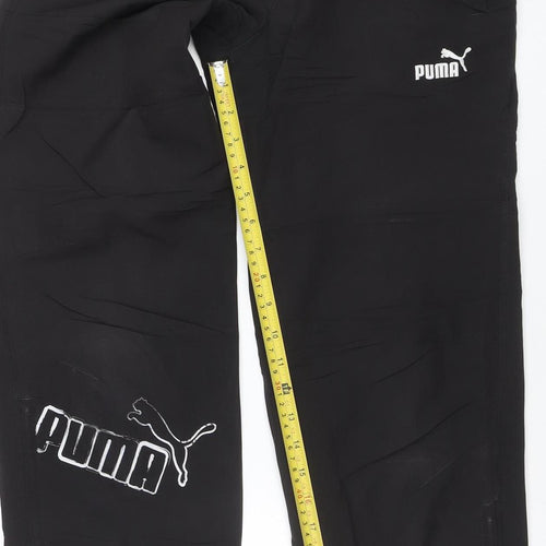 Puma Boys Black 12 Years Track Pants with Elastic Waist and Zip Pockets