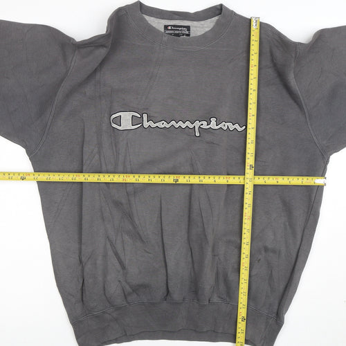 Champion Mens Grey L Pullover Sweatshirt Logo Crew Neck