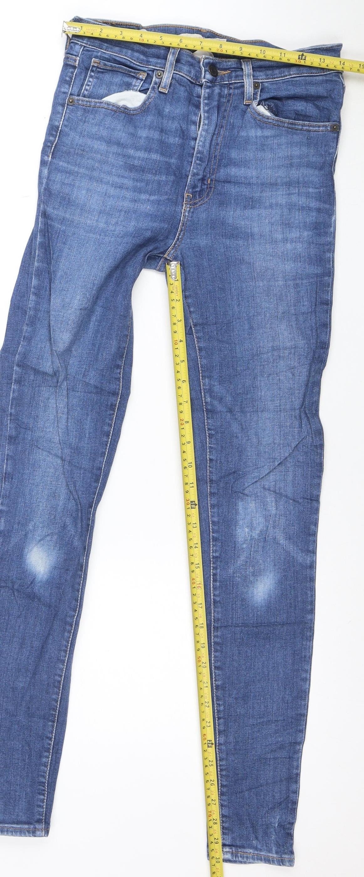 Levi's Men's Blue Mile High Super Skinny Jeans Size 28 High Rise Stretch Denim
