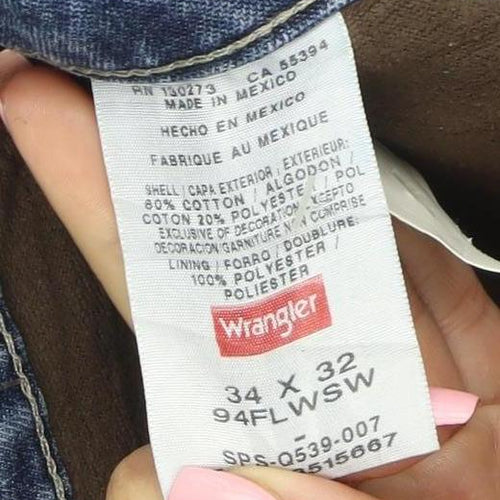 Wrangler Men’s Blue Regular Fit Straight Denim Jeans 34x32