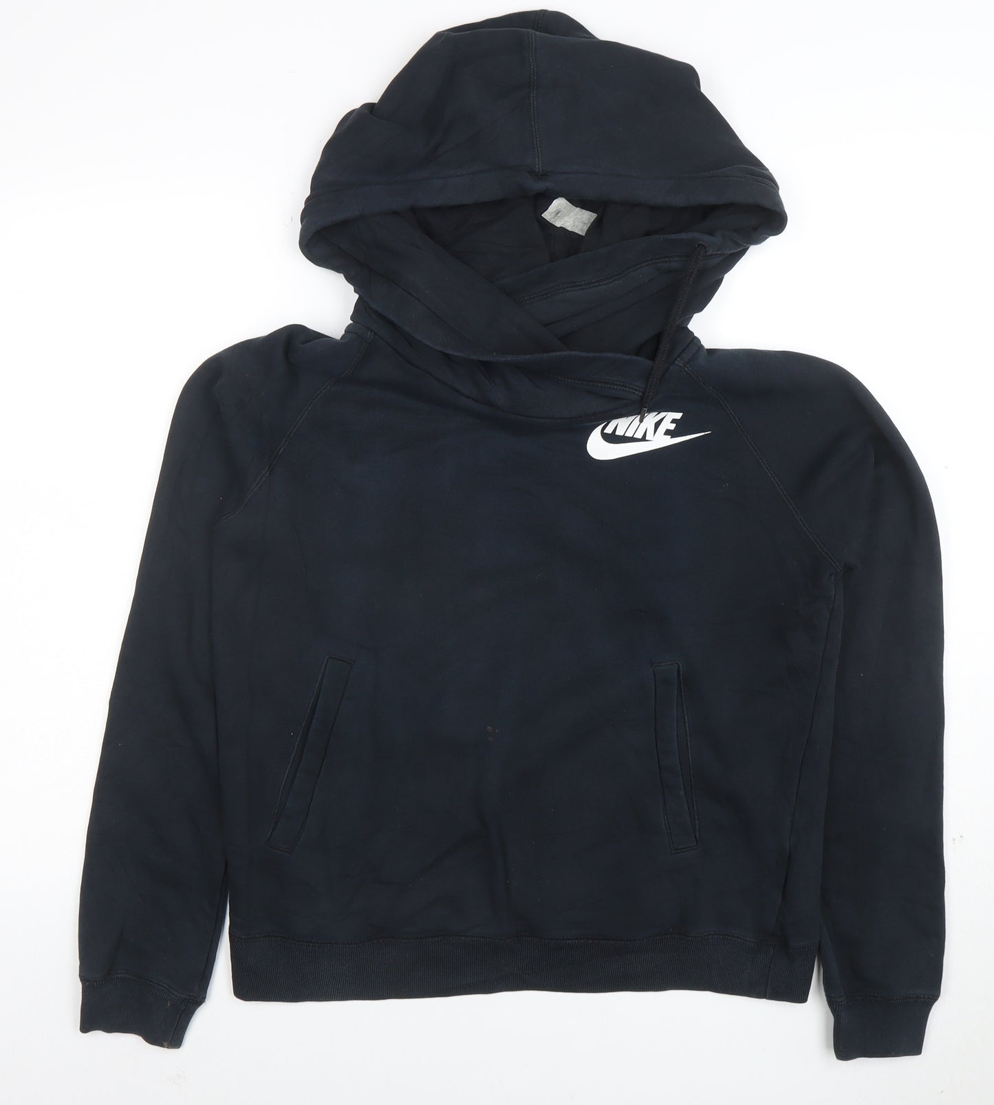 Nike Women’s Black Pullover Hoodie Size M Cotton Blend Logo Sweatshirt