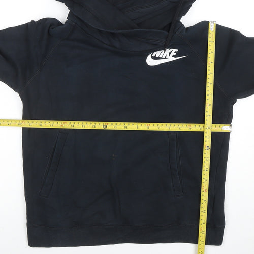 Nike Women’s Black Pullover Hoodie Size M Cotton Blend Logo Sweatshirt