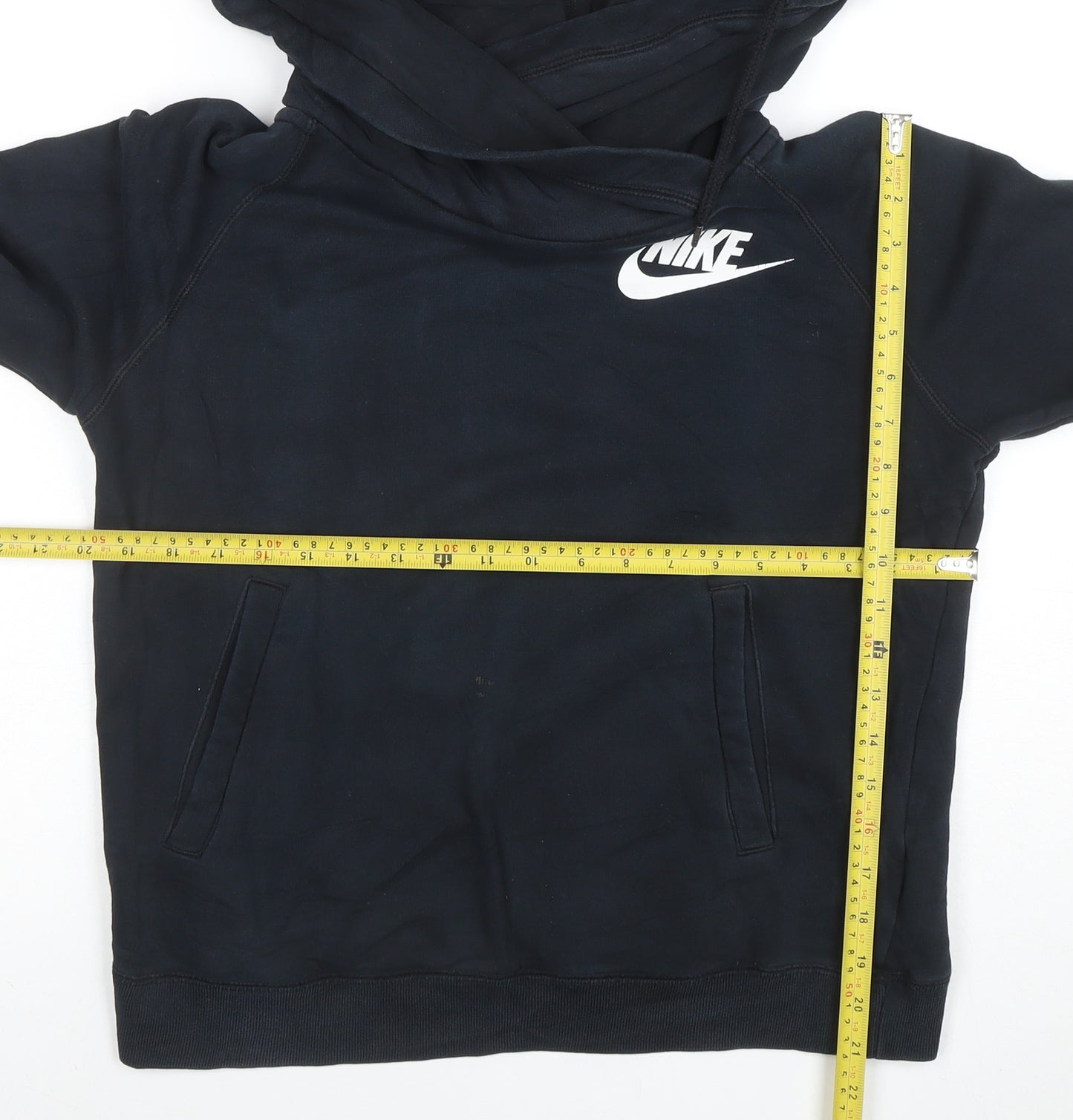 Nike Women’s Black Pullover Hoodie Size M Cotton Blend Logo Sweatshirt