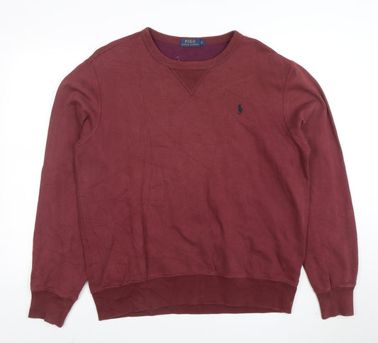 Polo Ralph Lauren Men's Red Crew Neck Cotton Sweatshirt Size L