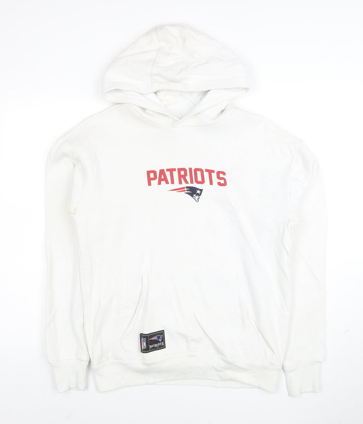Primark NFL Patriots Men's White Pullover Hoodie Size S Regular Fit
