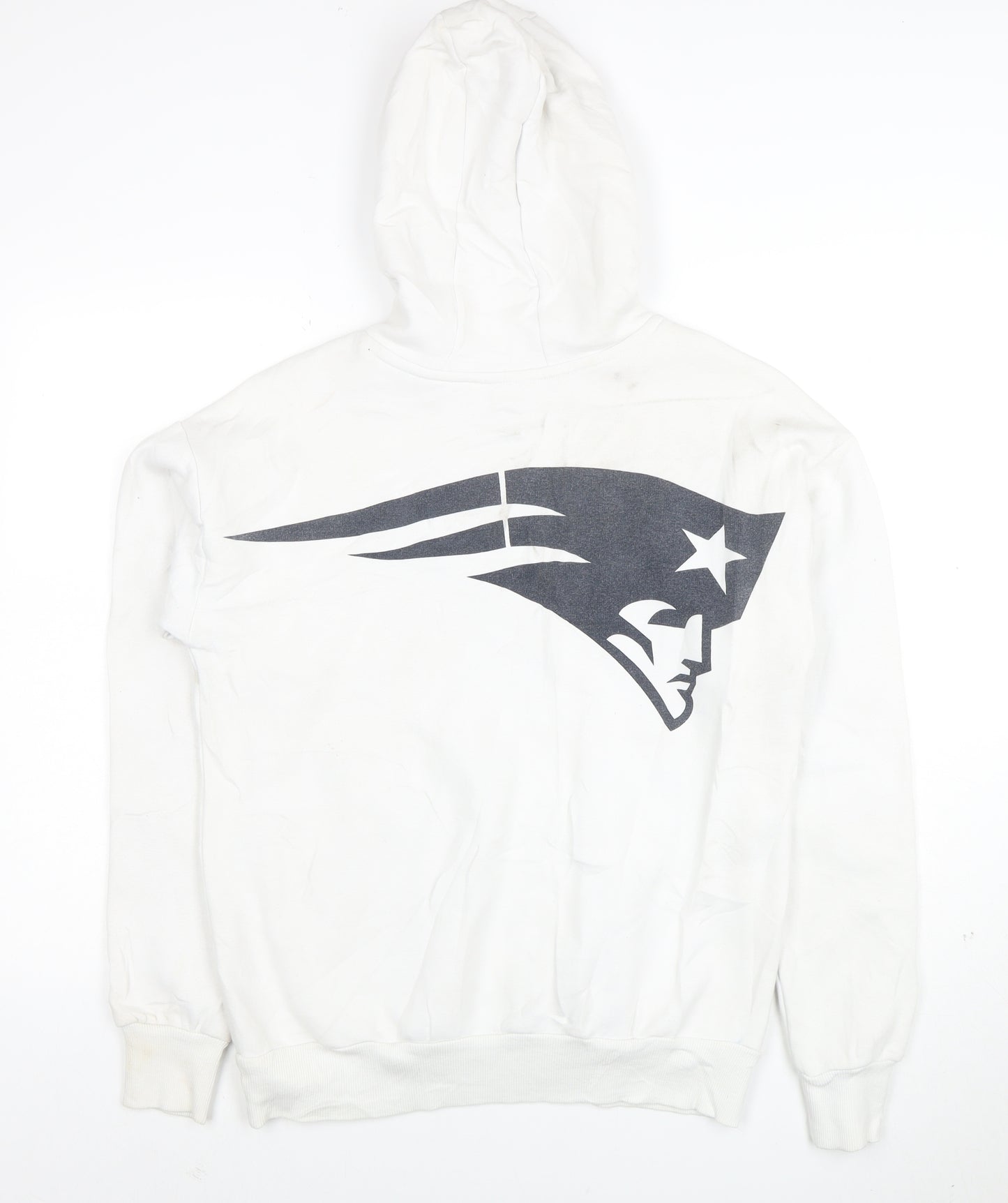 Primark NFL Patriots Men's White Pullover Hoodie Size S Regular Fit