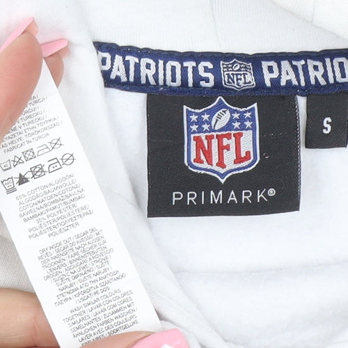 Primark NFL Patriots Men's White Pullover Hoodie Size S Regular Fit