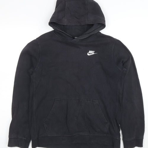 Nike Boys Black Pullover Hoodie XL 16 Years Cotton Fleece Regular Fit