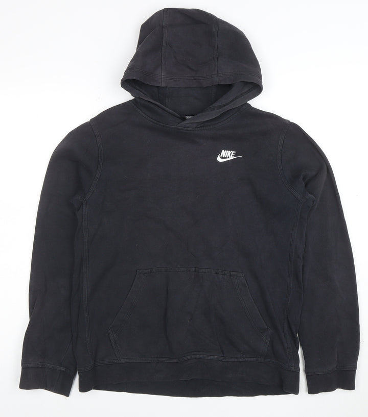 Nike Boys Black Pullover Hoodie XL 16 Years Cotton Fleece Regular Fit