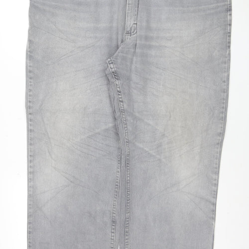 Lee Men's Grey Relaxed Fit Straight Jeans 42x32 Cotton Denim