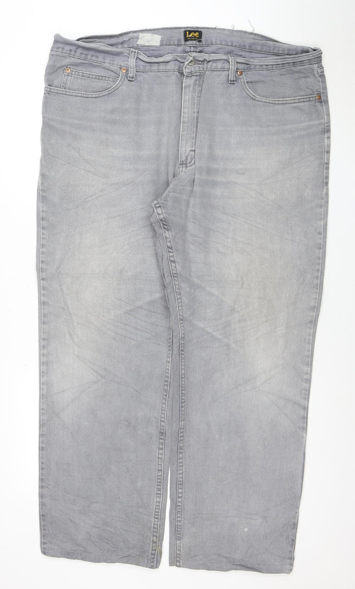 Lee Men's Grey Relaxed Fit Straight Jeans 42x32 Cotton Denim