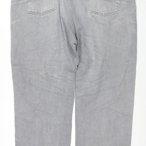 Lee Men's Grey Relaxed Fit Straight Jeans 42x32 Cotton Denim