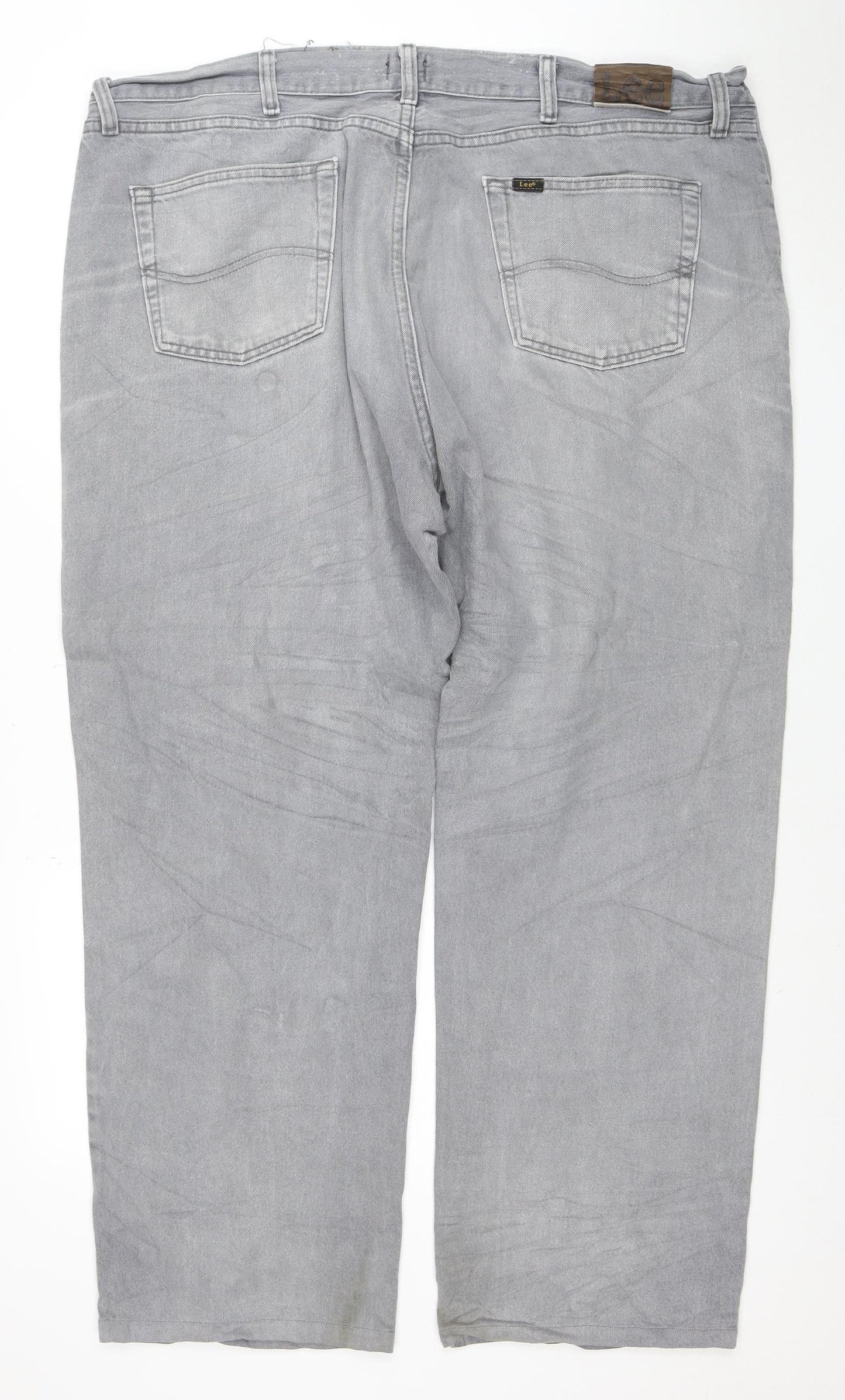 Lee Men's Grey Relaxed Fit Straight Jeans 42x32 Cotton Denim