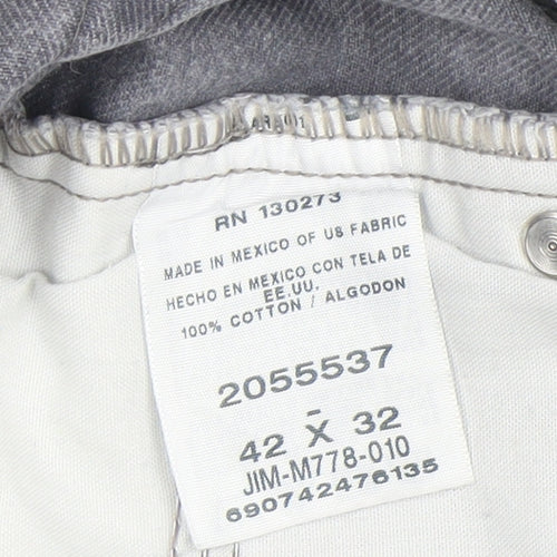Lee Men's Grey Relaxed Fit Straight Jeans 42x32 Cotton Denim