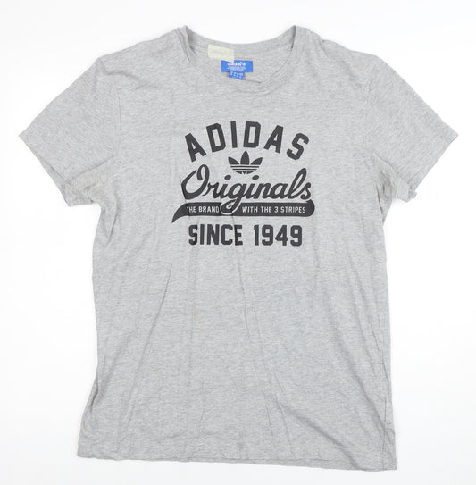 adidas Men's Grey Originals Short Sleeve Graphic T-Shirt M