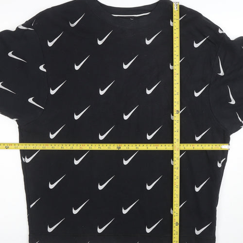 Nike Women's Black Swoosh Print Long Sleeve Pullover Sweatshirt Size S