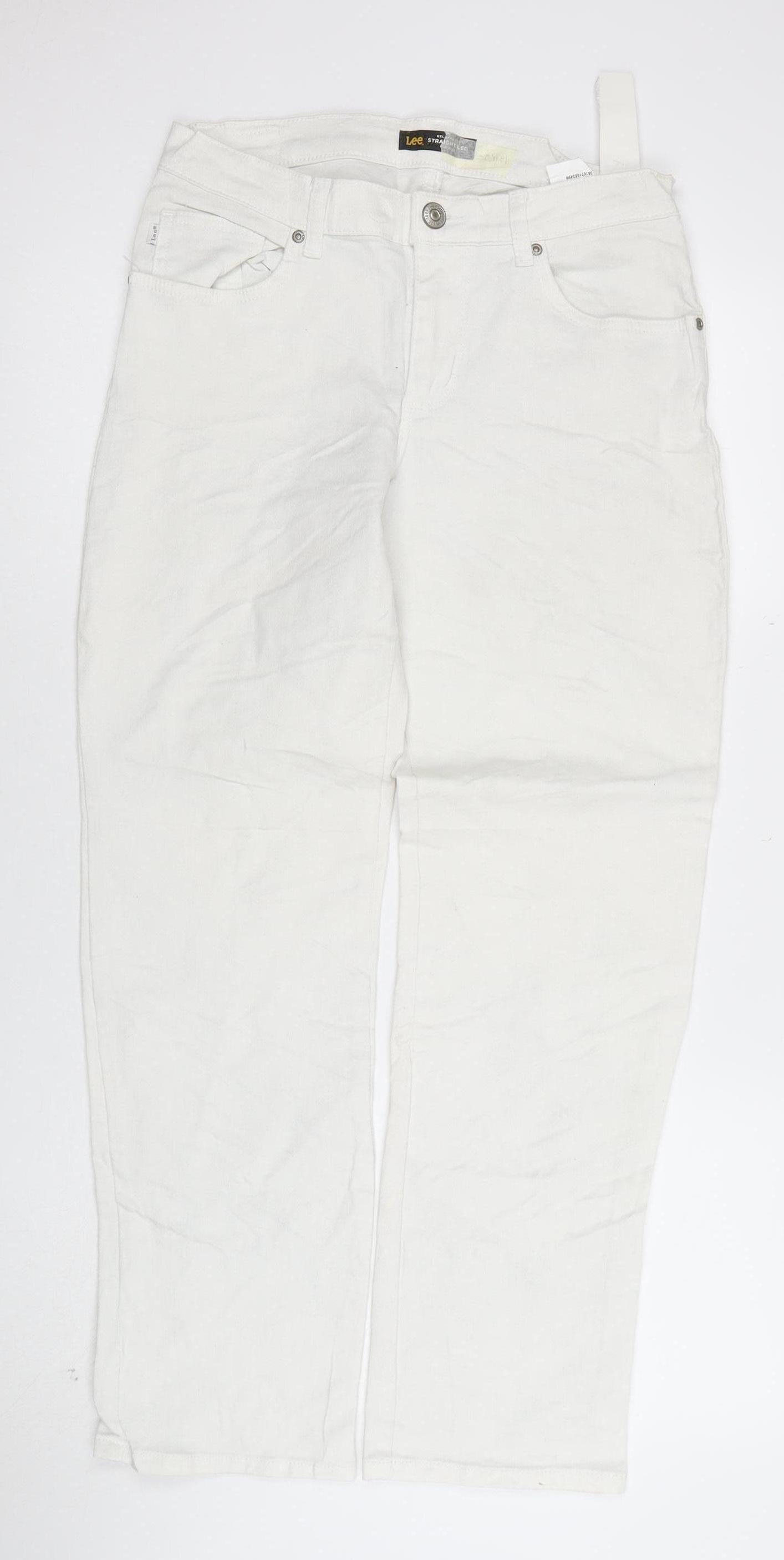 Lee Women's White Straight Leg Mid Rise Stretch Jeans Size 6 Short